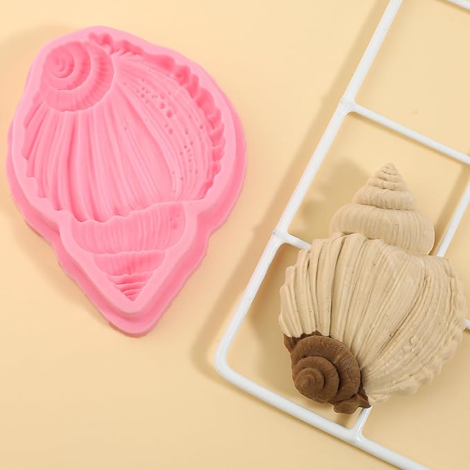 1Pcs Conch Cake Decoration Silicone Mold, Ocean Shell Candy Fondant Molds, Suitable for Chocolate Fudge Cookies Beach Theme Party Baking, Flower Paste UV Resin Clay Modeling