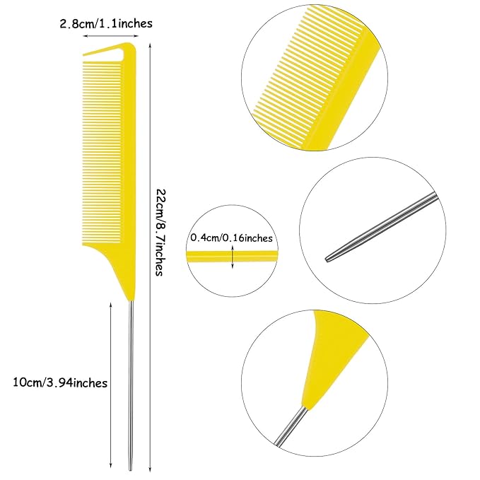 WILLBOND Magnetic Wrist Sewing Pincushion Wrist Magnetic Pin Holder Wristband Pin Cushion Holder with 3 Pcs Stainless Steel Pintail Comb Rat Tail Comb for Hair Clips Hand Sewing(Yellow)