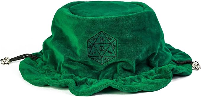 Large Dice Bags D&D with Pockets Green Storage Bag D20 Logo for DND RPG Game Dices - Capacity 200+ Dice