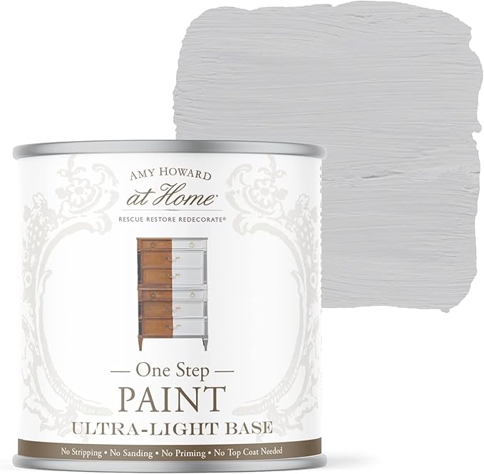 AMY HOWARD AT HOME Chalk-Based One Step Paint for Furniture, Cabinetry, Decor, Finish, and More | No Stripping, Sanding, or Priming | Ultra-Light Base | 32 Ounce | Luxe Gray