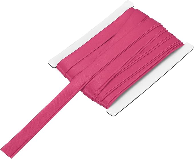 MECCANIXITY Double Fold Bias Tape for Sewing 5/8 Inch x 6 Yards Satin Pre-fold Continuous Binding Tape for Seaming Quilting Hemming Binding DIY Crafts, Rose Red