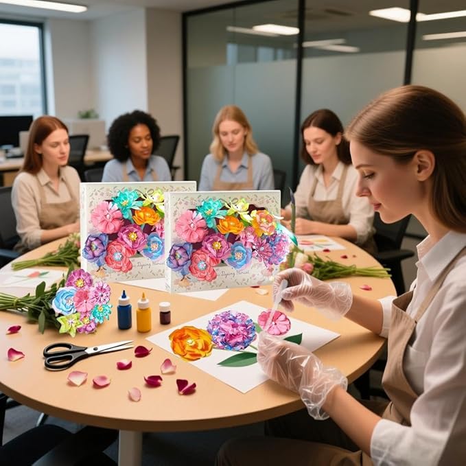 Science Craft Kit: Color Mixing & Dyeing Paper Flower Bouquet for Adults, Teens & Kids 8-12. Handmade Craft for Women's Group Activities & Stem Family Fun, Gift for Birthday Christmas, (Pink Florist)