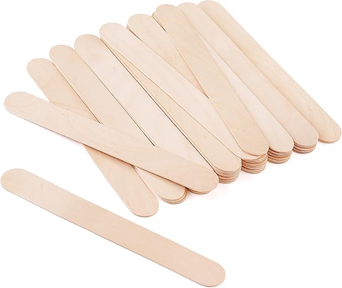 60 Pieces Jumbo Craft Sticks, 8 Inch Natural Wooden Popsicle Sticks, Multi-Functional Ice Cream Sticks for Crafts, Tongue Depressors, Hair Removal and Waxing Sticks, Plant Labels, DIY Classroom Crafts