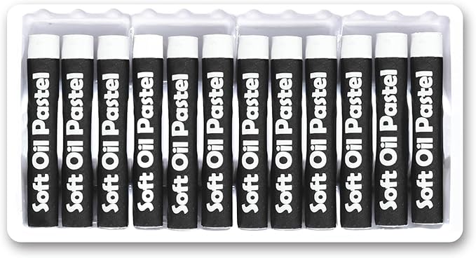 qianshan Soft Oil Pastels Set of 12 Single Colors,Non Toxic,Soft Texture Vibrant and Creamy Oil Crayons Pastels Art Supplies.White
