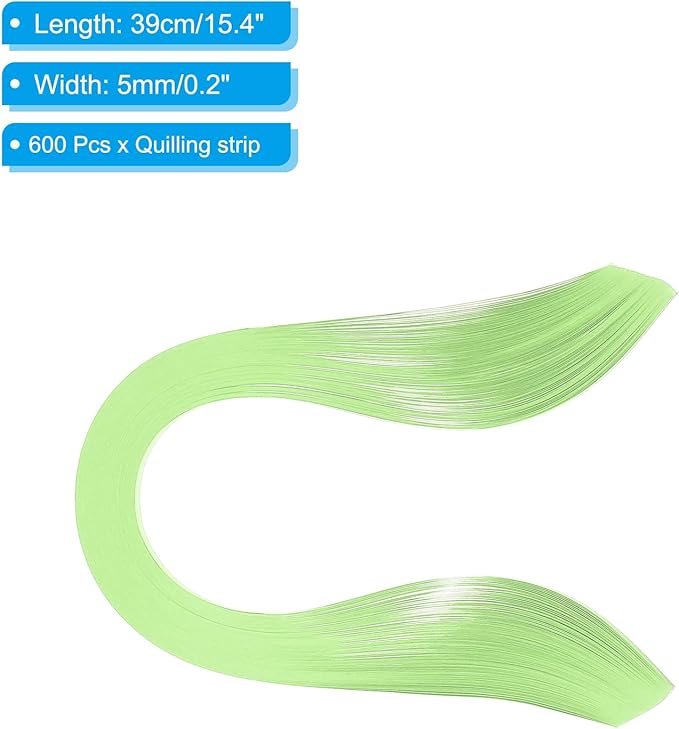 PATIKIL Quilling Strips Paper 600pcs 5mm 39cm Origami Paper Quilling Kits for Art DIY Hand Craft Christmas, Light Green