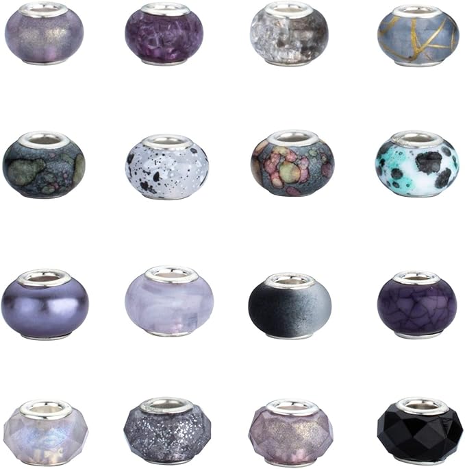 LAIDANLA Black Mix Large Hole Beads, 100pcs 14mm Round Resin, Plastic, Acrylic Loose Beads for Jewelry Making, Crafts & Decoration