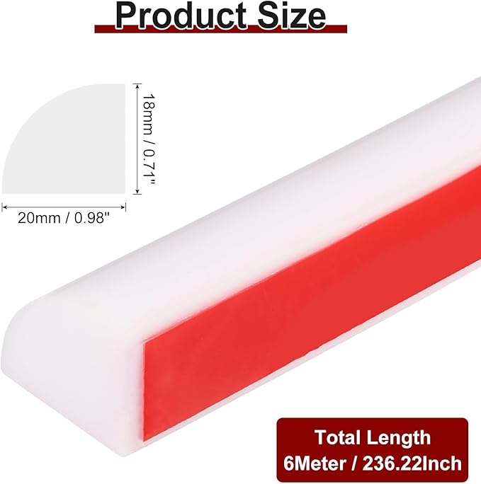 uxcell 236 Inch Flexible Quarter Round Molding Silicone Peel and Stick Trim Self Adhesive Shower Water Barrier for Corner Decor Bathroom Kitchen, White