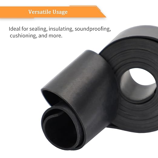 DOBTIM Neoprene Rubber Strips 1/4 (.250)" Thick X 2" Wide X 5' Long, Solid Rubber Rolls Use for Gaskets DIY Material, Supports, Leveling, Sealing, Bumpers, Protection, Abrasion, Flooring, Black