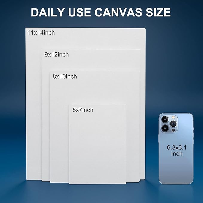 Canvas Panels 5x7 Inch 48-Pack, 10 oz Primed 100% Cotton White Blank Small Canvases for Painting, Flat Canvas Board for Oil Acrylics Watercolor & Tempera Paints
