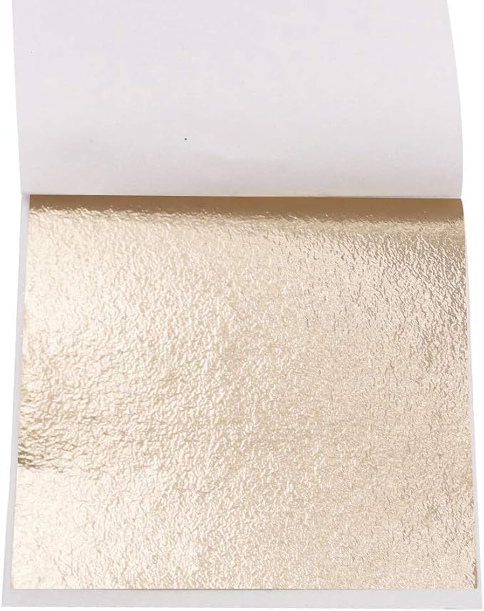 KINNO Gold Leaf Sheets for Art, 100 Sheets Antique Gold Foil for Home, Wall, Frame, Ceiling, Furniture Decoration, 3.15 by 3.35 Inches
