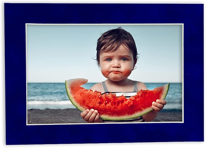 Pack of TEN 8x10 Mats Bevel Cut for 5x8 Photos - Acid Free Royal Blue Suede Precut Matboards For Pictures, Photos, Framing - 4-ply Thickness