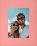 uxcell Picture Mats, 8 x 10 Mat Board Center for 5 x 7 Pictures Acid Free White Core Bevel Cut Frame Mattes with Backing for Display Art Measuring, Pink
