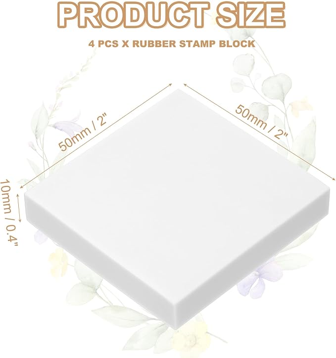 PATIKIL 4Pcs 2X2" Rubber Carving Blocks, Soft Linoleum Art Carving Block Square Crafts Stamp Making for Printmaking Stamps Carving Supplies, White