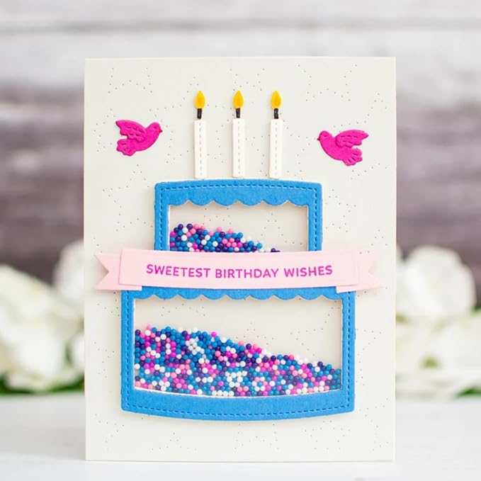Cutting Dies for Card Making, Metal Scrapbooking Die-Cuts, DIY Bckground Frame Crafts Embossing Stencil, Paper Template Mold/Photo Album Arts Tool (Birthday Cake-8.5x8.2cm)
