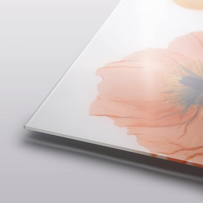 Empire Art Direct Frameless Free Floating Tempered Glass Panel Graphic Wall Art Ready to Hang, 24" x 24", Flowers and Ferns, Orange and Blue Flower