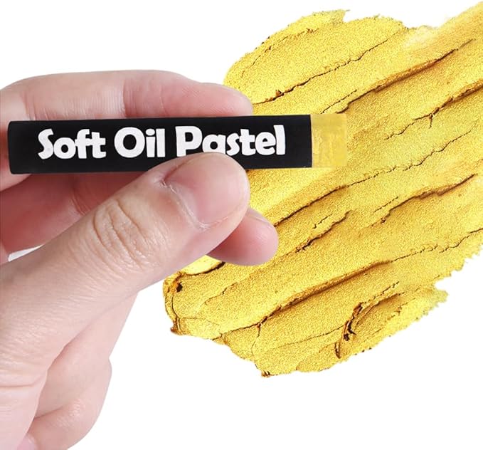 Mifuner Soft Oil Pastels Set (5 Sticks), Single Colors Heavy Oil Pastels Vibrant and Creamy,Pastel Art Supplies for Artists,Gallery Oil Painting Stick,Beginners,Adult Art Drawing Gold