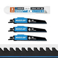 3 Pack 6 inch Reciprocating Saw Blades Set，6 TPI High Carbon Saw Blades for Wood with Nails，Saw Blades with Organizer Case (3, 6T/6inch)