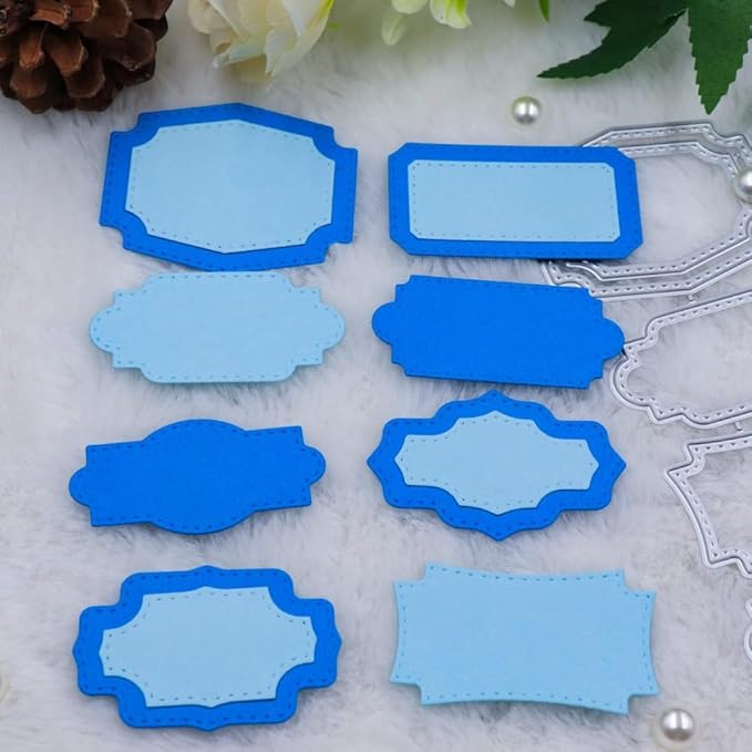 Mvchifay Cutting Dies for Card Making Metal Die-Cuts Scrapbooking Tool Hollow Frame DIY Craft Punch Template Embossing for Paper Album Decor (Various Labels-12.8x15.5cm)