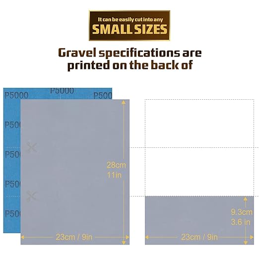 Sandpaper 5000 Grit, Wet Dry Sanding Sheets, High Performance Sand Paper for Wood Furniture Finishing, Metal Grinding, Automotive Polishing, 9 x 11 inches, 15-Sheets