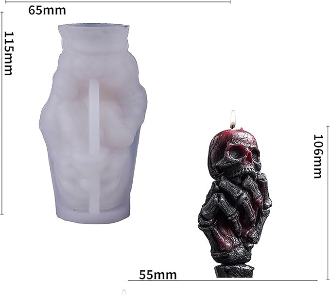 Skull Hand Ghost Cylinder Molds Silicone Wave Spiral Candle Mold - Silicone Resin Casting Molds for Candle & Resin & Soap Craft Supplies