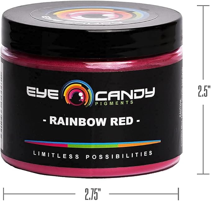 Eye Candy Pigments Premium Red Mica Powder - Rainbow Red (50gr) - for Epoxy, Resin, Soap, Paint, Woodworking, Acrylic Pouring, Bath Bombs, Fishing Lures - DIY Arts and Crafts Additive