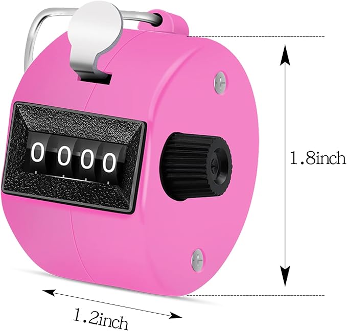 12 Pcs Hand Tally Counter 4-Digit Lap Counter Clicker, Manual Mechanical Handheld Pitch Click Counter with Finger Ring for School Golf & Knitting Row Croche