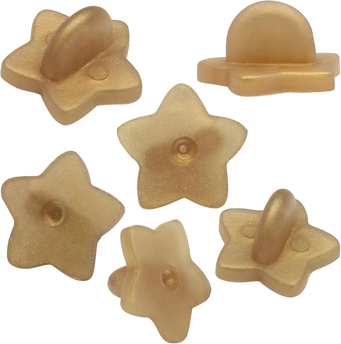 100 Pack Star Shape Rubber Pin Backs, Lapel Pin Backing Locking Pin Keepers, Brooch Holder for Uniform Badge Hat Tie（Gold）