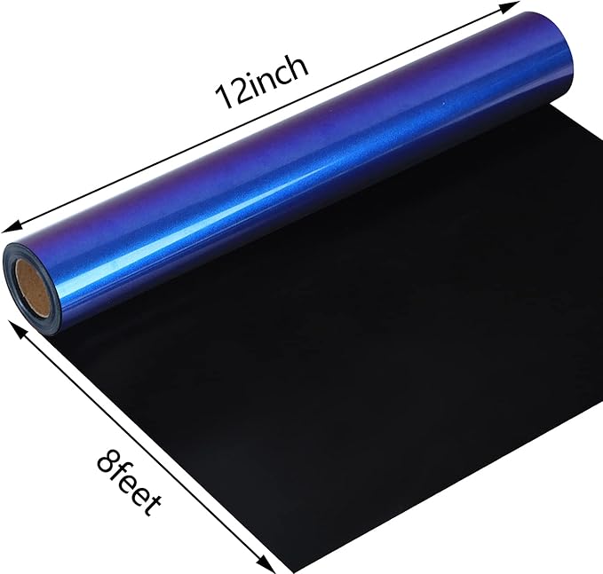 guangyintong Chameleon Heat Transfer Vinyl HTV Rolls, 12" x 8ft Blue to Purple Iron on Vinyl for T-Shirts, Changing Color HTV Vinyl for All Cutter Machines Easy to Cut & Weed for HTV DIY Design