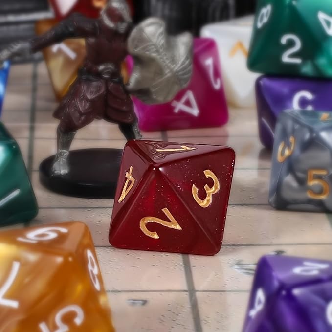CiaraQ DND Polyhedral Dice (100pcs) with A Dice Bag Compatible with Dungeons and Dragons DND RPG MTG Role Playing Table Games (D8 dice, 10 colors-100 pcs)
