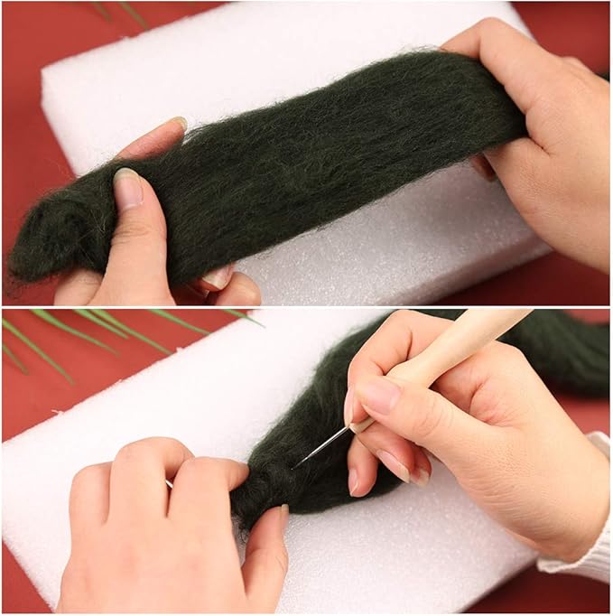 3.53oz Wool Roving Yarn, Wool Felting Supplies, Pure Wools, Chunky Yarn, Spinning Wool Roving for Needle Felting Wet Felting DIY Hand Spinning (Dark Green)