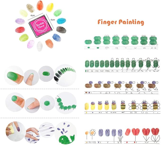 Dizdkizd Finger Craft Ink Pads, 20 Colors Craft Ink Pads for Rubber Stamps, Paper, Scrapbooking, Wood, Fabric, Best Gift for Kids