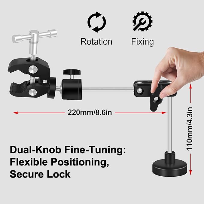 Helping Hands Soldering Magnetic Soldering Clamp with 2.16-inch Jaw Opening, Super Clamp with 1/4 and 3/8 Thread, Flexible Articulating Arms with Clamps, Magnetic PCB Clip for Repairing DIY Work