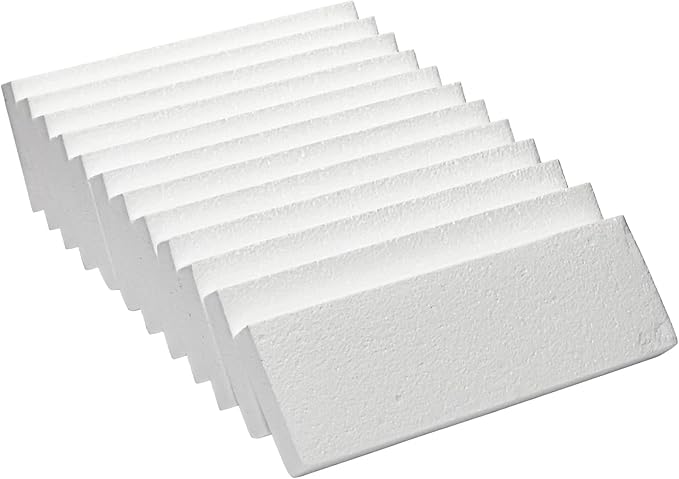 Juvale Foam Rectangle Blocks for Crafts - 12 in x 4 in x 1 in, White, 12 Pack - Cuttable & Paintable for Diorama Foam Boards & Sheets, Model Making & School Projects