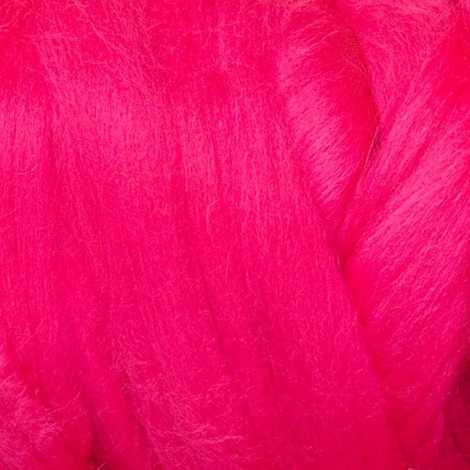 Colored Natural Wool roving, 8 OZ. Best Wool for Needle Felting, Wet Felting, handcrafts and Spinning. (Fuchsia)
