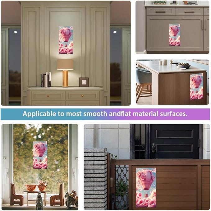 GLOBLELAND 4 Sheets Pink Roses Hot Air Balloons Rub on Transfers Pink Flower Furniture Decor Transfers Romance Butterflies Decal Transfers Stickers for Bedroom Living Room Desk Table Valentine's Day