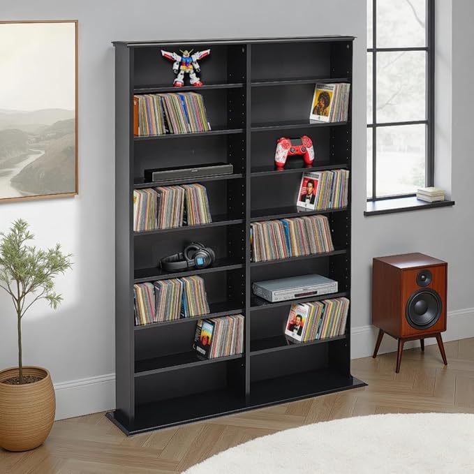 Prepac 2 Column Display Cabinet Media Storage, 38.75" Wide, Black
