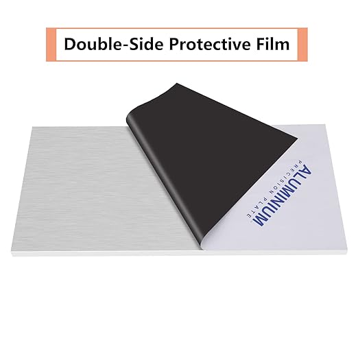 6061 T651 Aluminum Sheet Metal 6 x 12 x 0.40 Inch Flat Plain Aluminum Plate Covered with Protective Film, Heat Treatable Rectangle 10MM Thick Aluminum Metal Plate for Industrial, Crafting