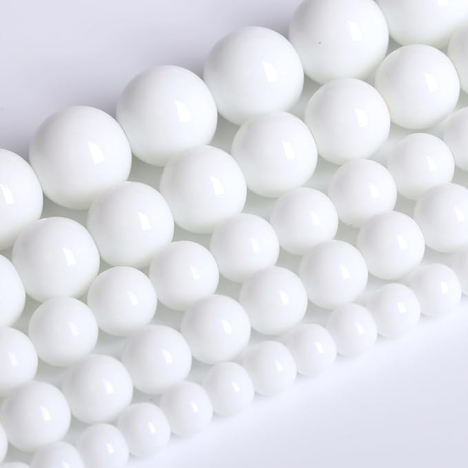 6MM Natural Stone White Porcelain Agate Beads Round Loose Stone Beads for Jewelry and Bracelets Making 120pcs 2 Strands 32"