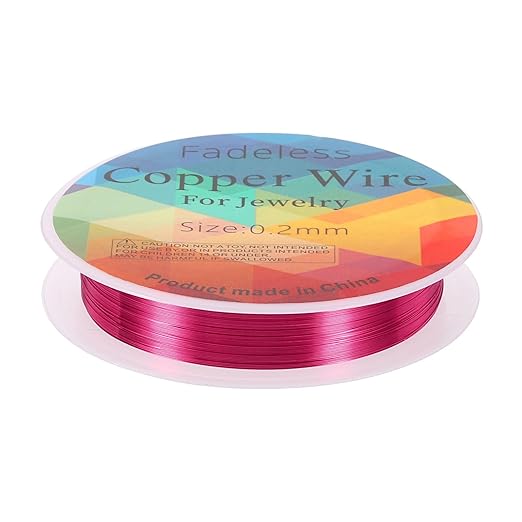 HARFINGTON 82ft Jewelry Wire, 32 Gauge (0.2mm) Brass Craft Soft Metal Tarnish Resistant Copper Beading Wire for Jewelry Making Supplies Crafting, Rose Red