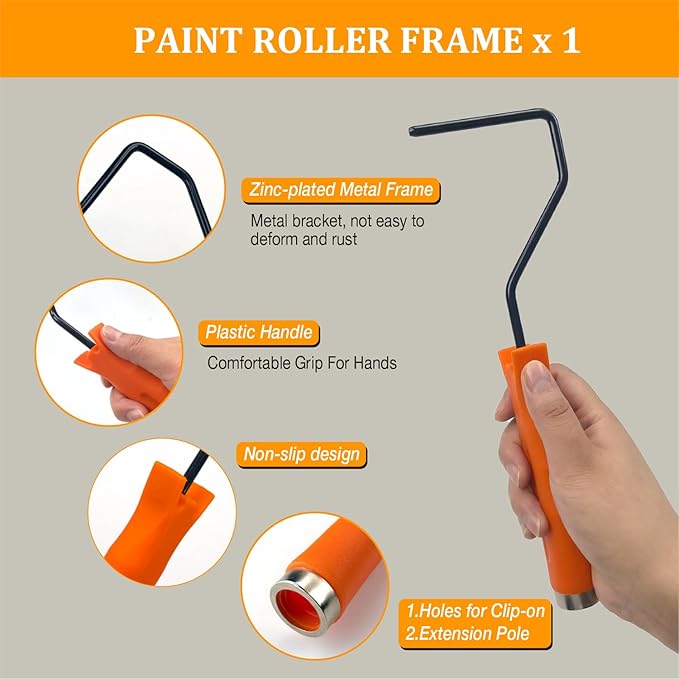 4-inch Paint Roller Tray Set, 15-Pack Painting Tool Kit - 11 Paint Tray & Liners, Foam & Microfiber Paint Roller, Roller Frame, Paint Brush for Painting Wall, DIY Project