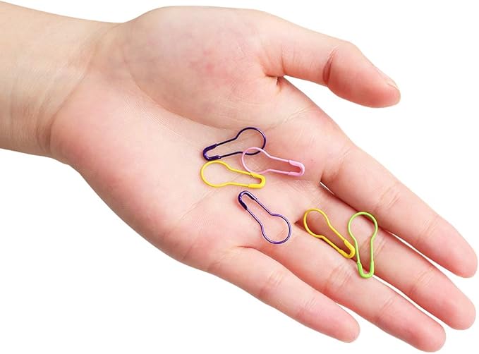 Colorful Metal Knitting Pins Stitch Markers Pear Shape Safety Pins for Sewing Clothing DIY Craft Making with Storage Box Knitting Counter Crochet Needle Clip Ring(8 colors-320pcs)