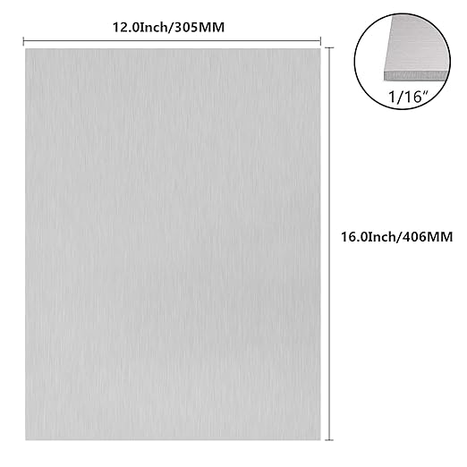 6061 T651 Aluminum Sheet Metal 12 x 16 x 1/16 (0.06”) Inch Plain Thin Aluminum Plate Covered with Protective Film, Heat Treatable Rectangle 1.5MM Aluminum Metal Plate for Industrial, Crafting