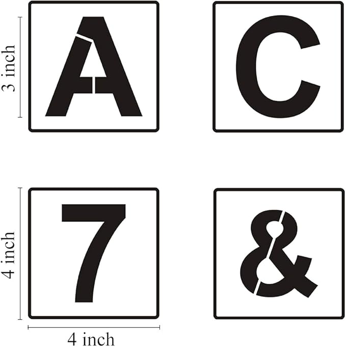 Alphabet Letter and Number Stencils 4 Inch - 40 Pack Letters and Numbers Stencil Templates with Signs for Painting on Wood, Reusable Number and Letter Stencils for Chalkboard Signs & Wood Wall Art