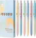 FIOVER Gel Pens, 6 Pcs 0.7mm Comfort Grip Quick Dry Black Ink Pens Fine Point Smooth Writing Pens, Cute Office Back to School Supplies Gifts for Women (6PCS Gradient Black Ink)