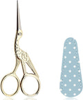 BIHRTC Small Craft 4.5Inch Embroidery Scissors with Artificial Leather Cover Stainless Steel Tip Bird Stork Scissors Shears for Sewing Crochet Embroidery Paper Art Work
