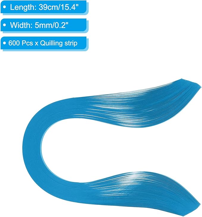 PATIKIL Quilling Strips Paper 600pcs 5mm 39cm Origami Paper Quilling Kits for Art DIY Hand Craft Christmas, Aquamarine Blue