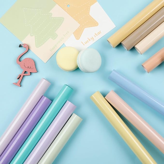 HTVRONT Boho HTV Vinyl Bundle - 12 Pack 12" × 3FT Heat Transfer Vinyl for T Shirts, Pastel Iron on Vinyl Compatible with Cricut Cutting Machine, Easy to Use HTV with 12 Macarons Color