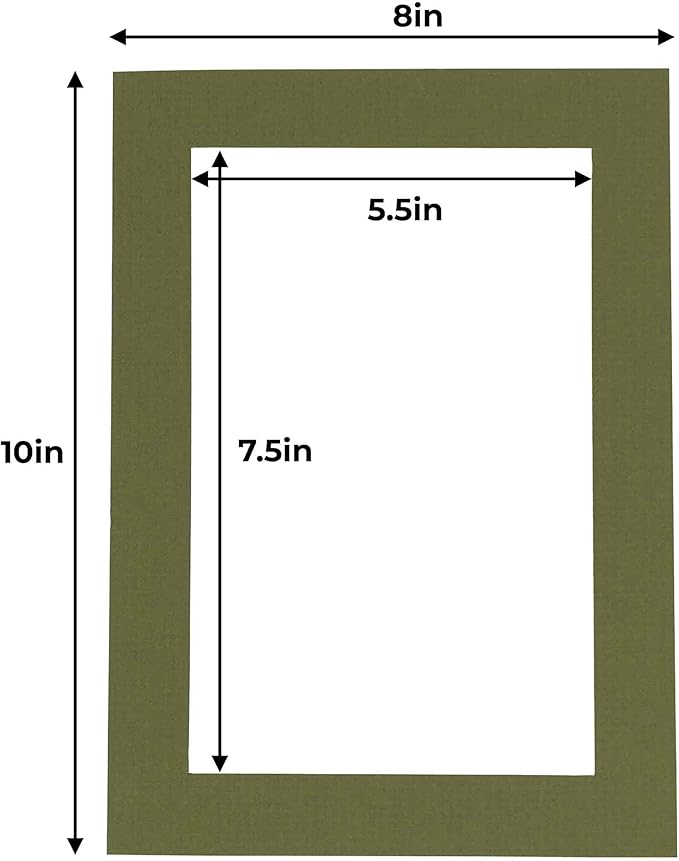 6x8 Mat for 8x10 Frame - Precut Mat Board Acid-Free Show Kit with Backing Board, and Clear Bags Dill Green 6x8 Photo Matte Made to Fit a 8x10 Picture Frame Matboard for Framing, Pack of 1 Mat
