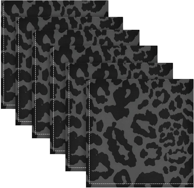 ALAZA Dark Gray Cheetah Leopard Print Cloth Napkins Set of 4, 20x20 Inch Washable and Reusable Napkin for Decoupage Dinner Party Everyday Use