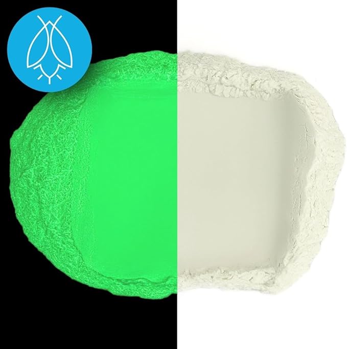 Glow in The Dark Pigment Powder - Neutral and Fluorescent Color for Art Painting, Fine Art, Nail Art Paint, and DIY Crafts - Long Lasting, 10+ Color Options - Neutral Green - (60 Grams/ 2.12 oz)